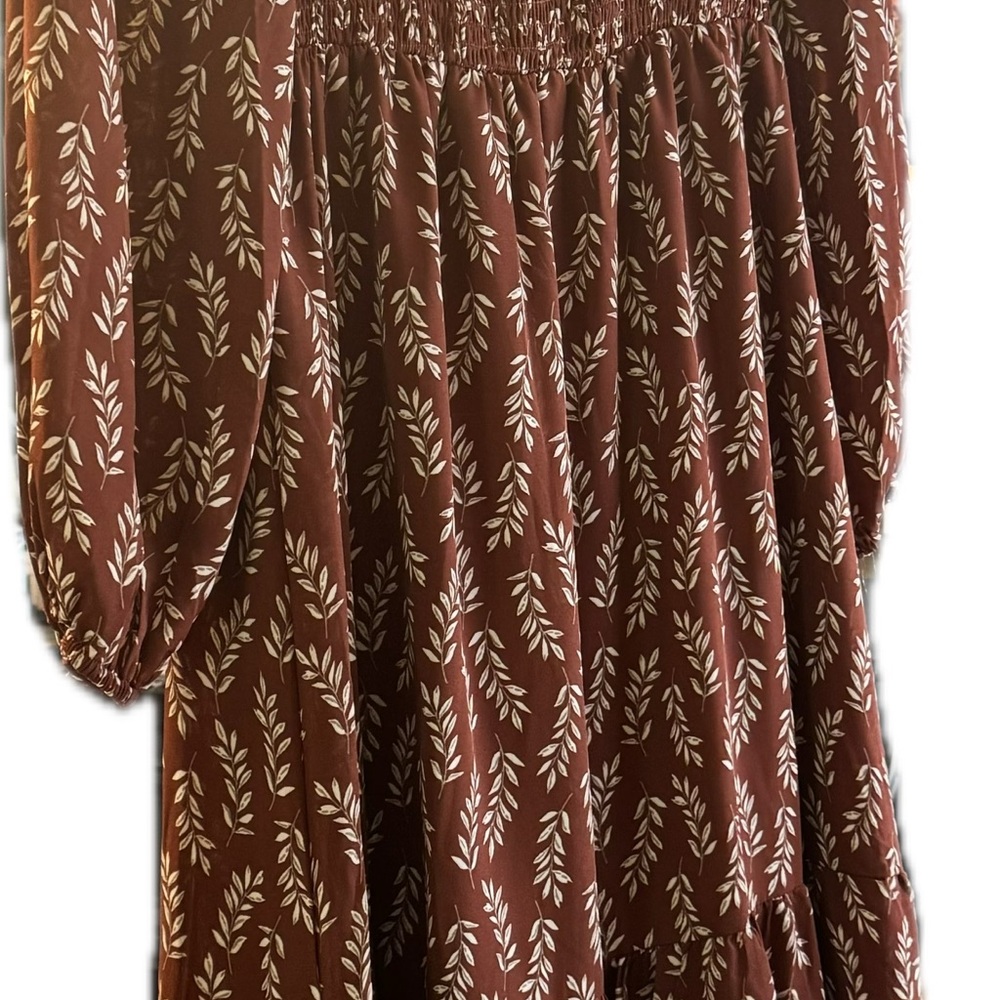 Bohme Brown Maxi Sundress with Bishop Sleeves